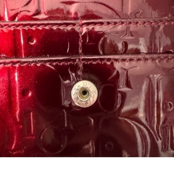 Like New Dior Trotter Bordeaux/Burgundy Patent Leather Bifold Wallet - Picture 9 of 11